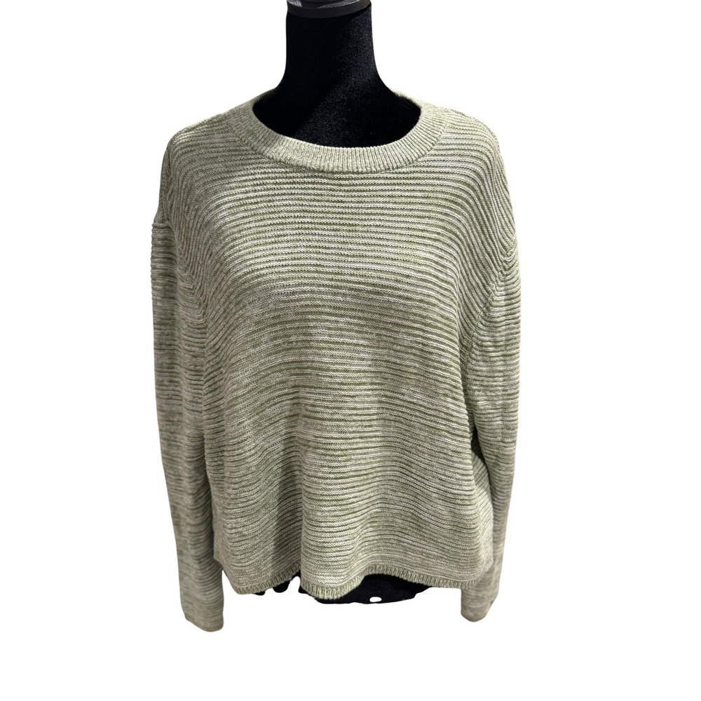 Cotton On Womens Sage Green Marled Knit Crew Neck Cropped Sweater Size M